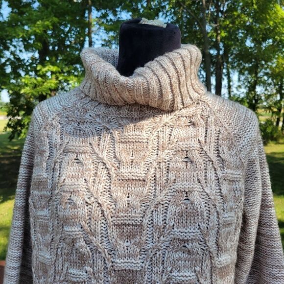 Coldwater Creek Ladies  Pullover Turtleneck Oversized Knit Sweater,  Large Brown - Picture 3 of 13